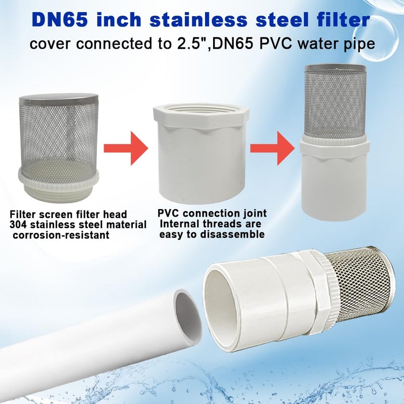 AIMCOCO Store 2.5" Stainless Steel Filter DN65/2.5inch Suction Strainers Used to Remove Debris and Reduce Solid Entry - Image 3